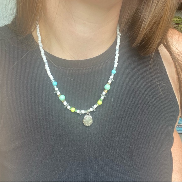 Night & Day Beaded Necklaces 2fer Set White Dark Seashell Star Silver Pendant - Picture 7 of 13